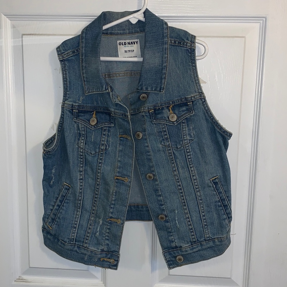 Old Navy distressed denim vest